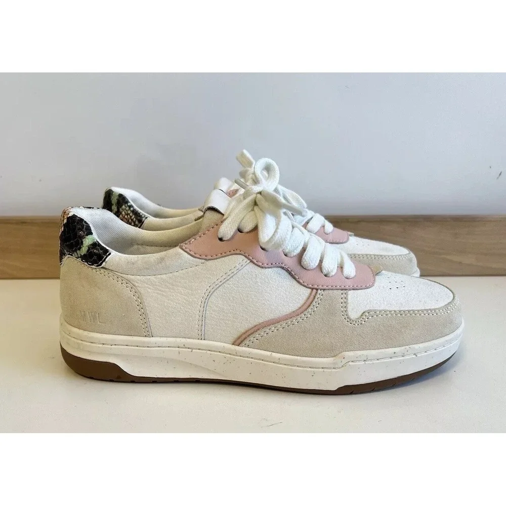 Madewell Court Sneakers Colorblock Suede & Snakeskin Embossed Leather / Size 5.5 - Picture 2 of 8